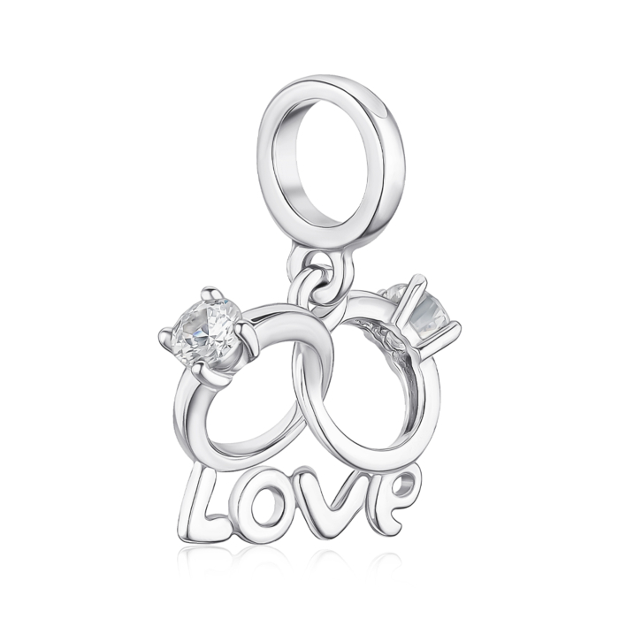 Срібна намистина-шарм Love з фіанітами 35233/12/1/28