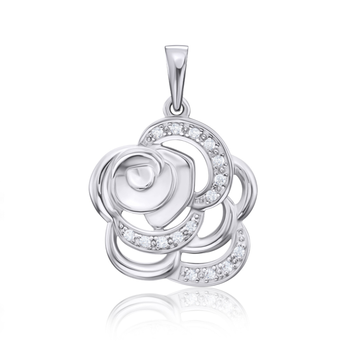 Срібна підвіска з фіанітами. Артикул 35312/12/1/13