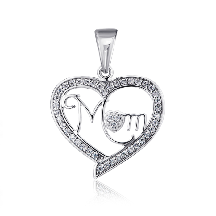 Срібна підвіска з фіанітами. Артикул 35316/12/1/1