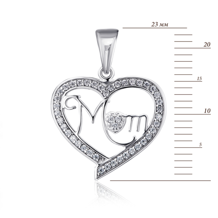 Срібна підвіска з фіанітами. Артикул 35316/12/1/1