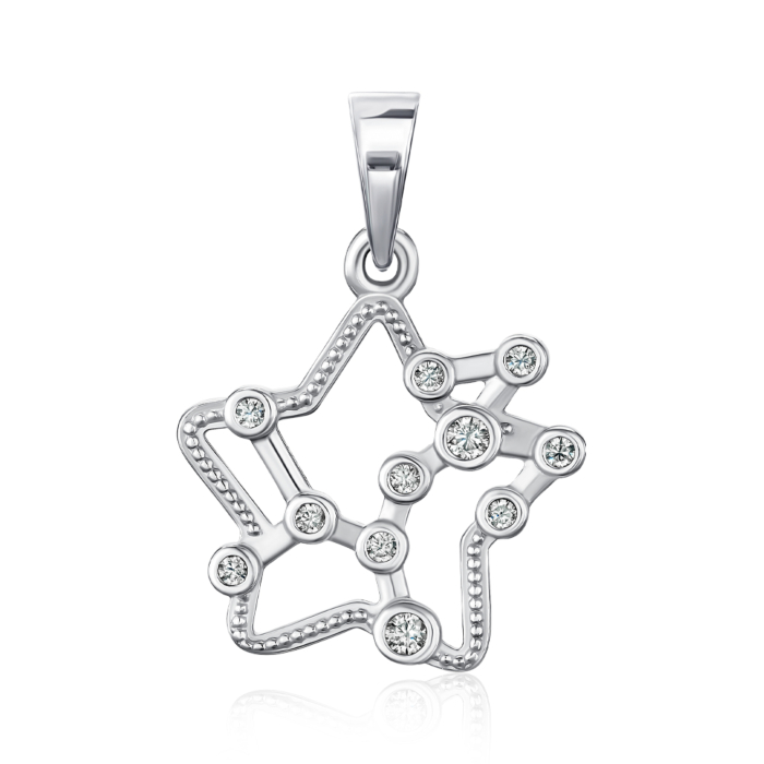 Срібна підвіска Зірка з фіанітами 35317-9/12/1/62