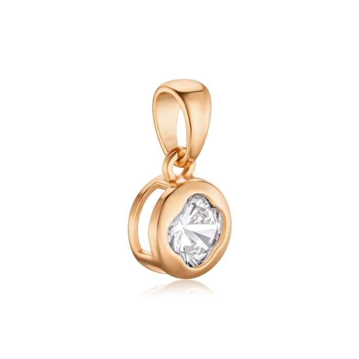 Срібна позочена підвіска з фіанітом 35339-Пз/17/0/25