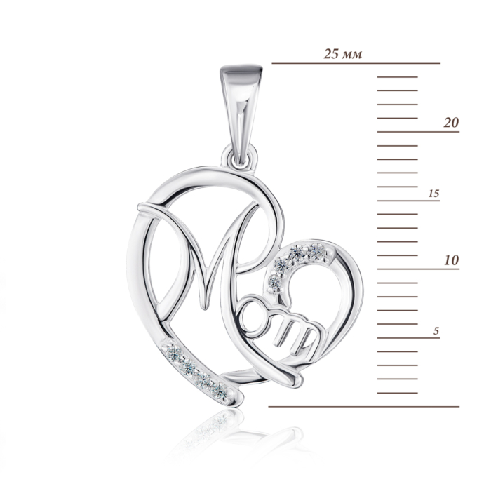 Срібна підвіска з фіанітами. Артикул 35368/12/1/36