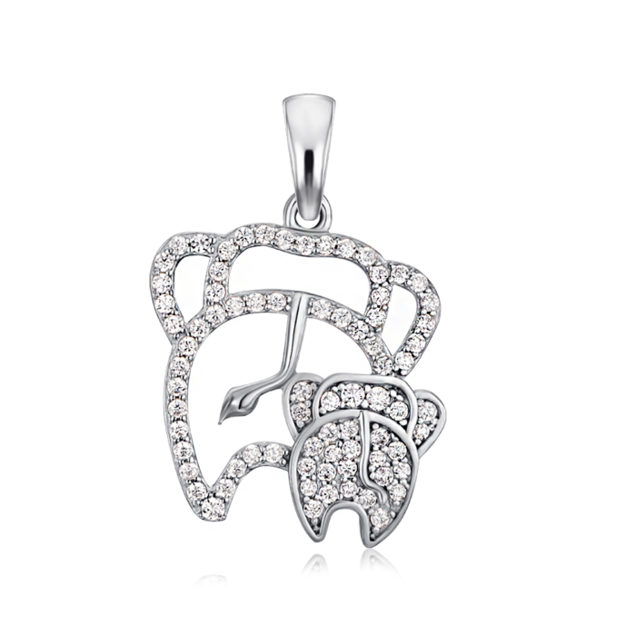 Срібна підвіска з фіанітами. Артикул 35675/12/1/601