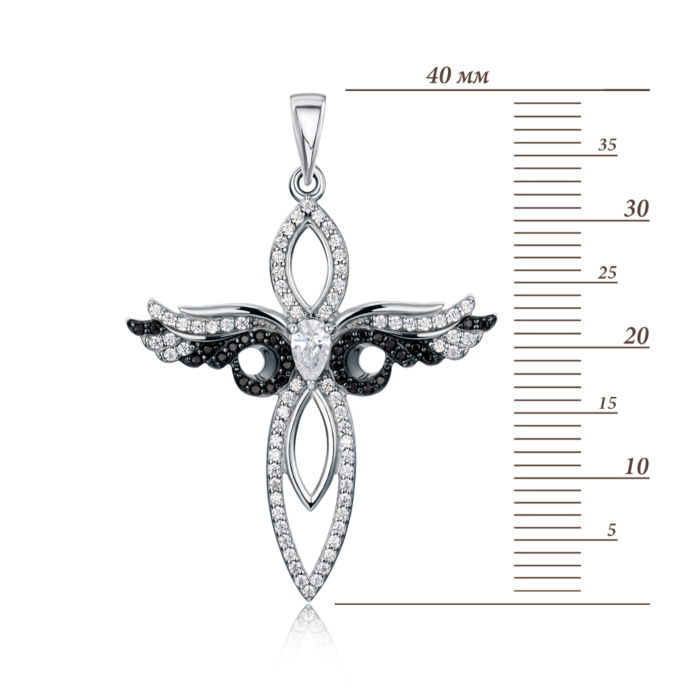 Срібний хрестик з фіанітами. Артикул 35690/12/1/4112