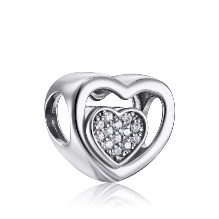 Срібна підвіска шарм з фіанітами. Артикул 35738/12/1/1