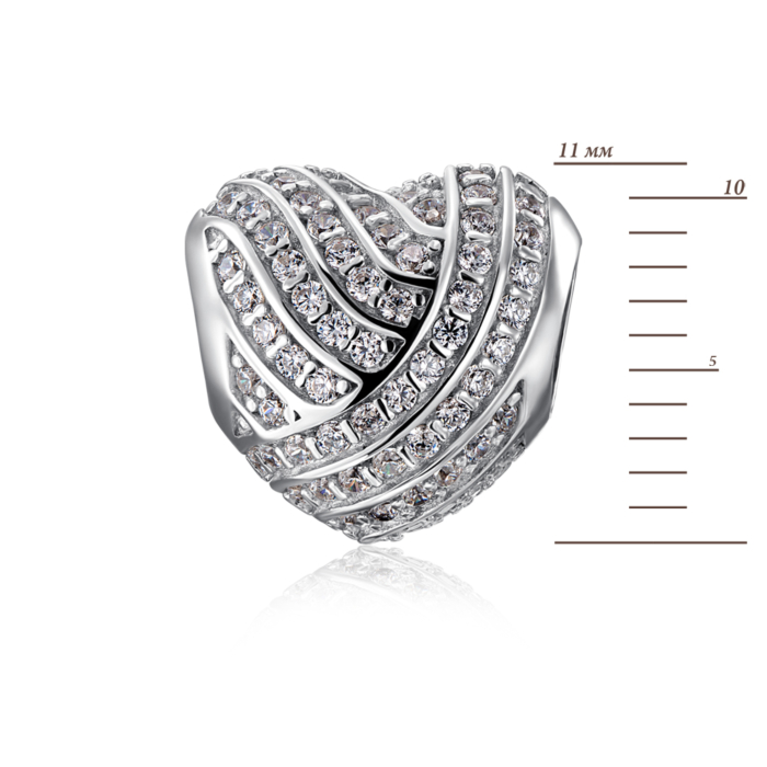 Срібна підвіска шарм з фіанітами. Артикул 35739/12/1/1