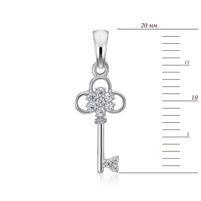 Серебряная подвеска «Ключик» с фианитами. Артикул 35744/12/1/36