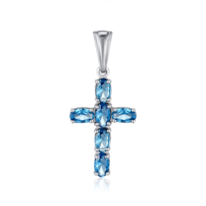 Срібний хрестик з кварцом London. Артикул 3574р-QLB