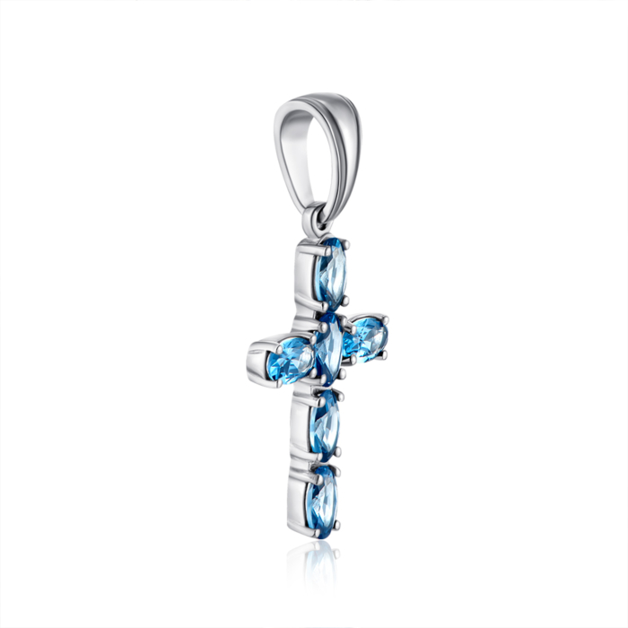 Срібний хрестик з кварцом London. Артикул 3574р-QLB
