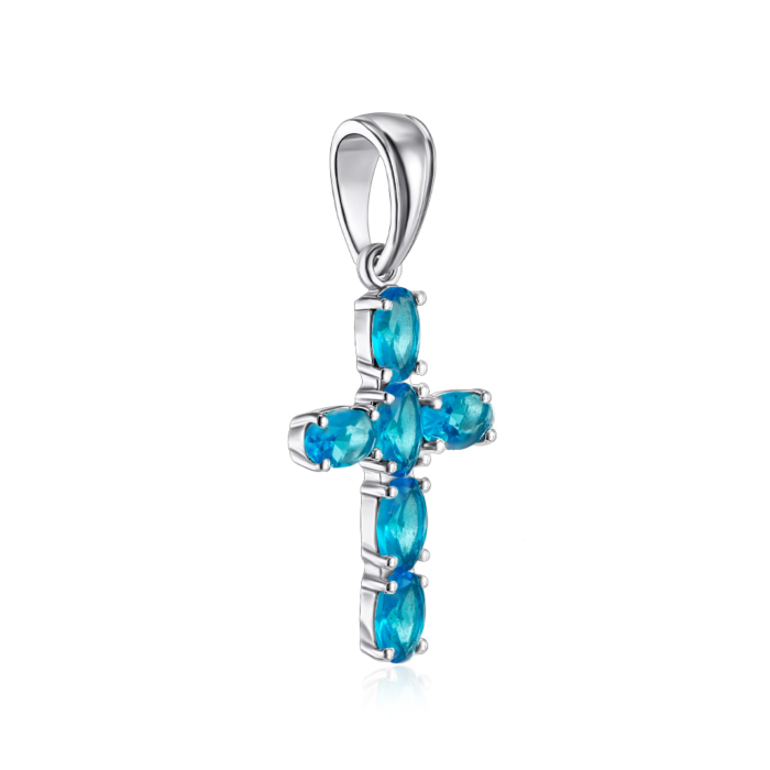 Срібний хрестик з кварцем. Артикул 3574р-QSWB