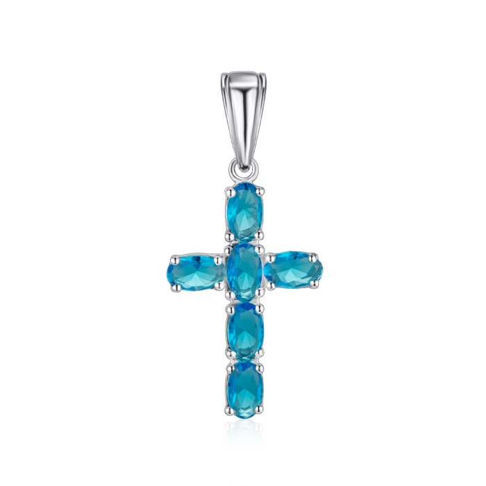 Срібний хрестик з кварцем. Артикул 3574р-QSWB