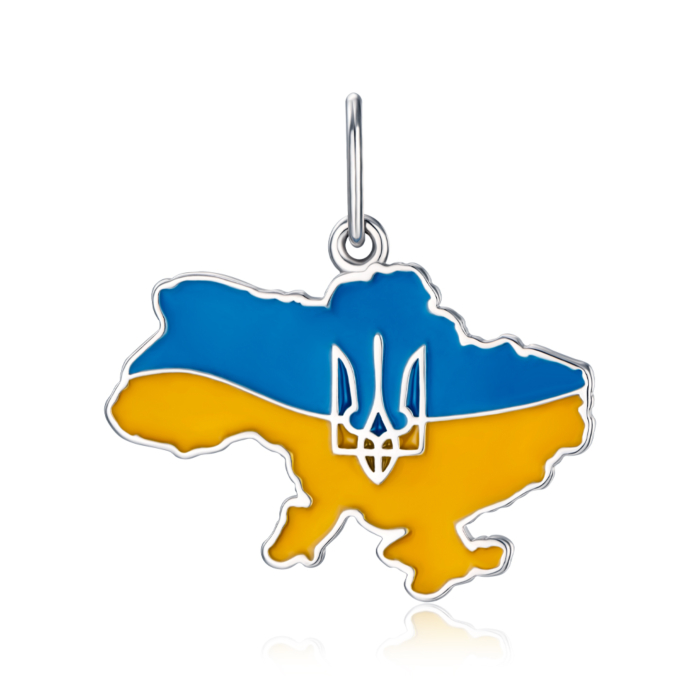 Серебряная подвеска с эмалью "Україна". Артикул 35786/12/1/490