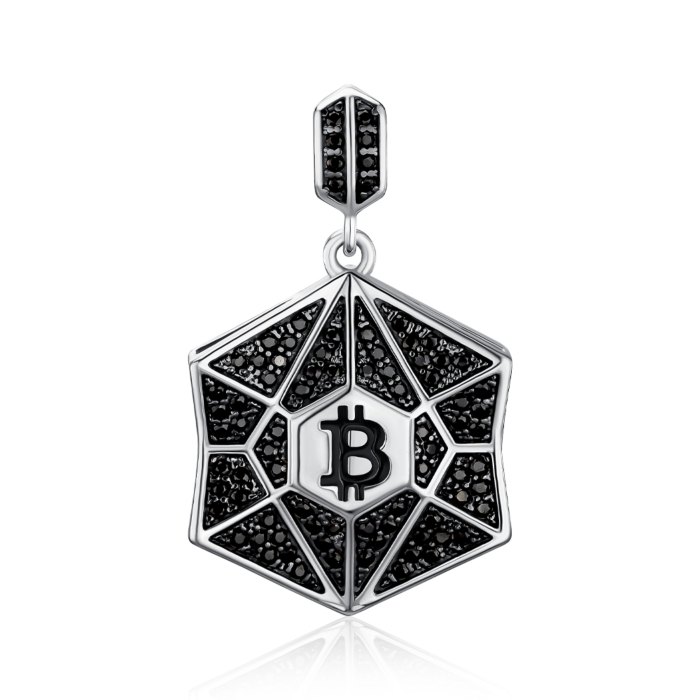 Срібна підвіска з чорними фіанітами 35811/12/1/3778