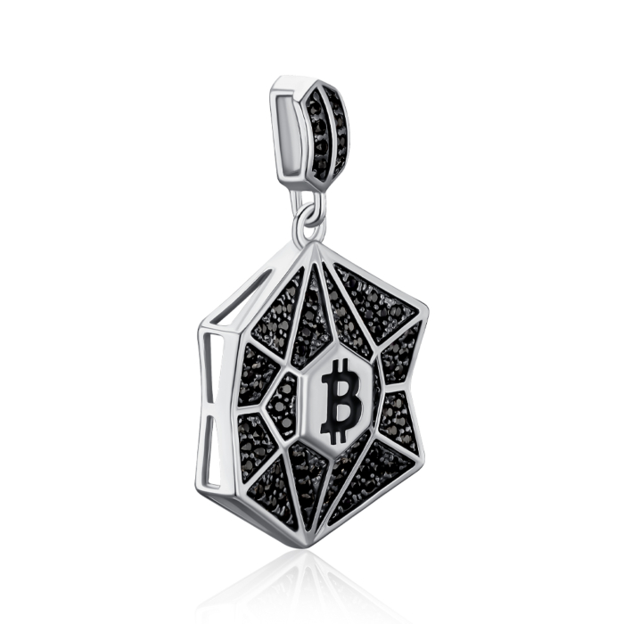 Срібна підвіска з чорними фіанітами 35811/12/1/3778