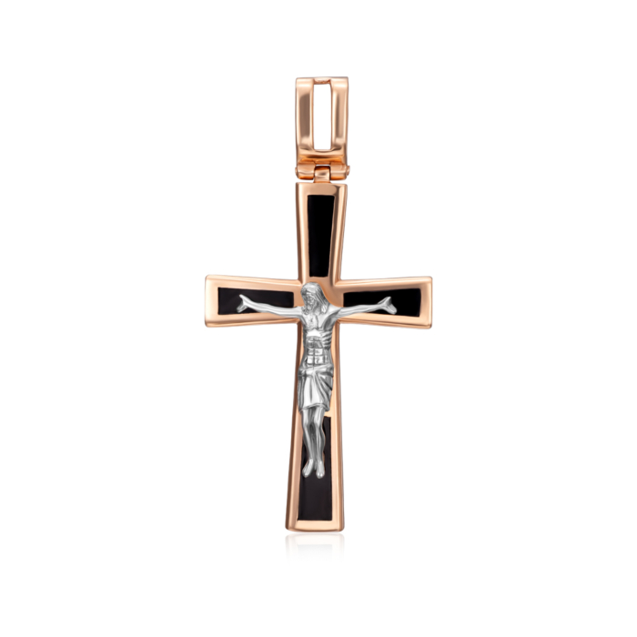 Золотий хрестик з емаллю. Артикул 3582