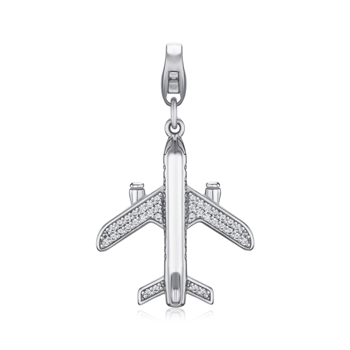 Срібна підвіска Літачок з фіанітами 35827/12/1/1