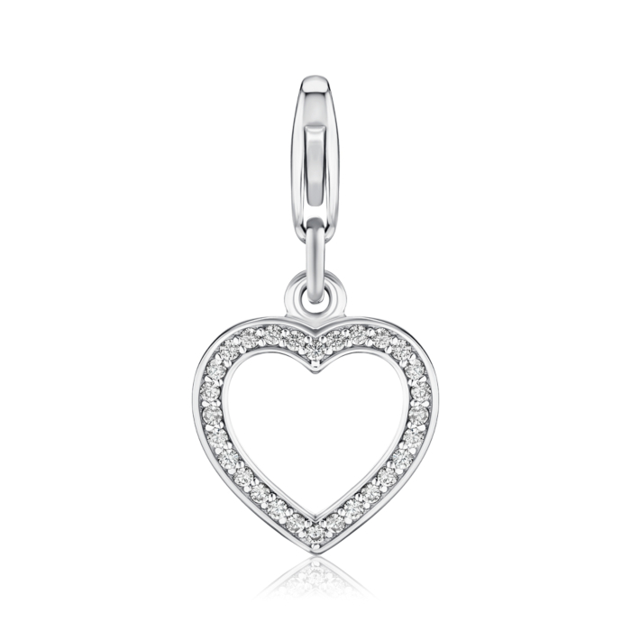 Срібна підвіска з фіанітами на карабіні 35828/12/1/1