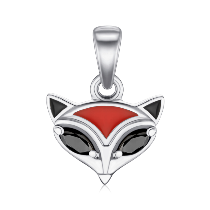 Срібна підвіска Лисичка з емаллю та фіанітами 35829/12/1/21343