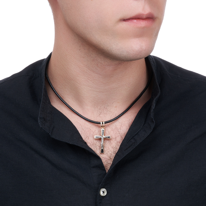 Золотий хрестик з емаллю. Артикул 3582