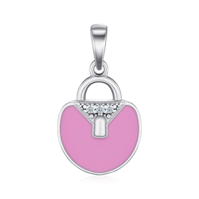 Срібна підвіска з емаллю та фіанітами 35843/12/1/563