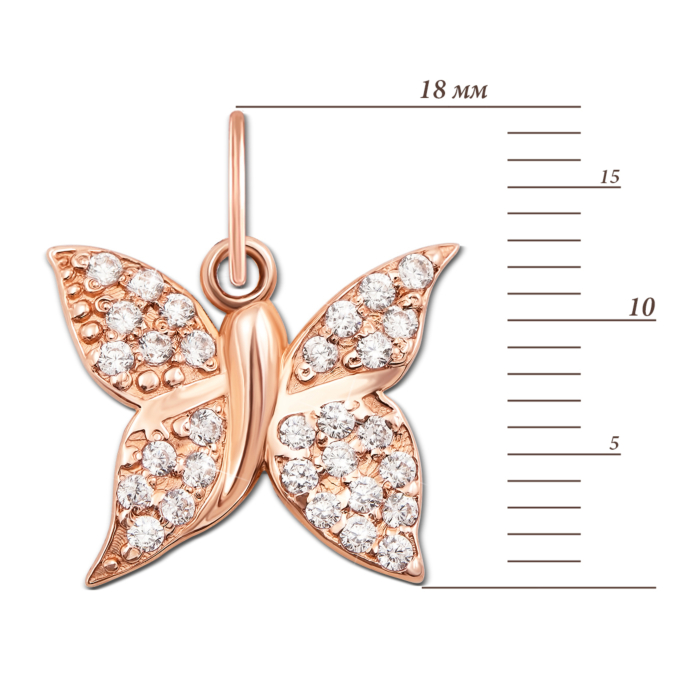 Золота підвіска «Метелик» з фіанітами. Артикул 3588