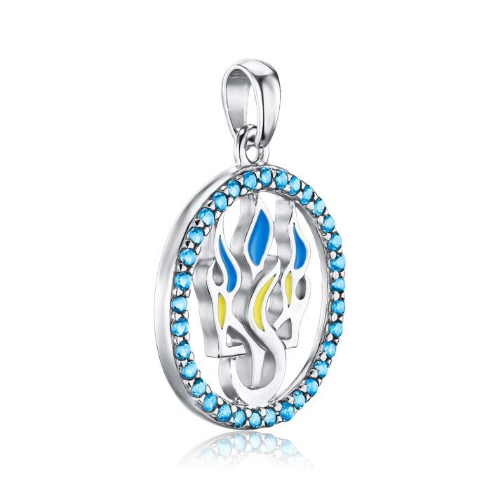 Серебряная подвеска с эмалью и фианитами 35893/12/1/21479