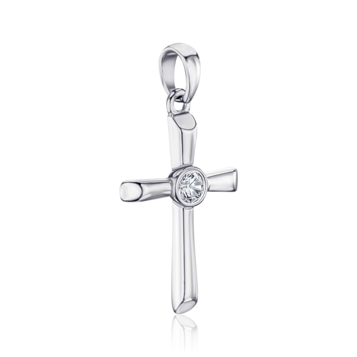 Срібний хрестик з фіанітом Tesori 35976/12/1/4035