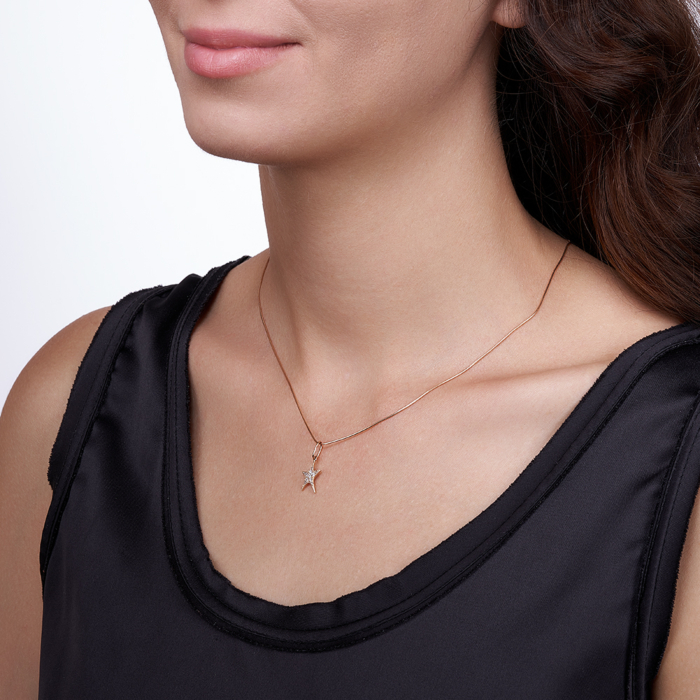 Золота підвіска «Морська зірка» з фіанітами. Артикул 3609 (3609/01/0/79)