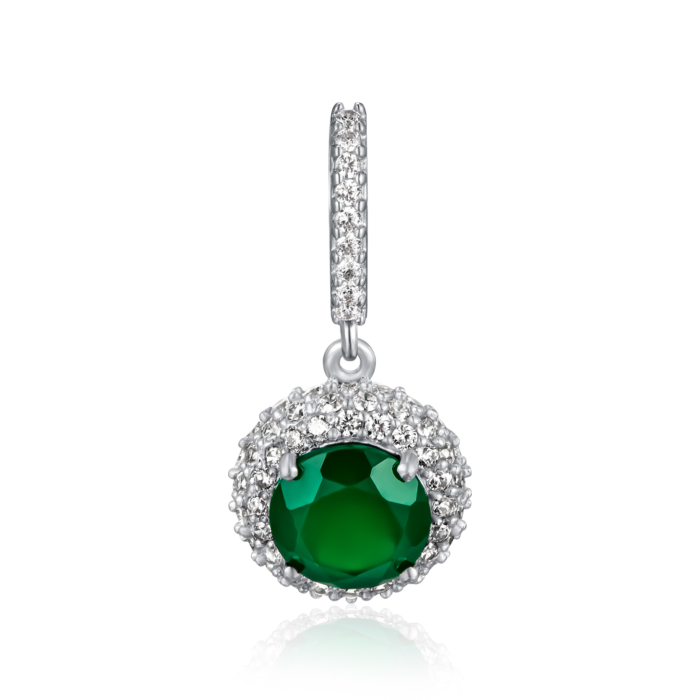 Срібна підвіска з агатом і фіанітами. Артикул 3628р-GAG