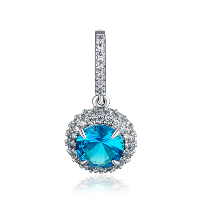 Срібна підвіска з кварцом та фіанітами. Артикул 3628р-QSWB