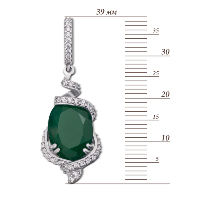 Срібна підвіска з агатом і фіанітами. Артикул 3683р