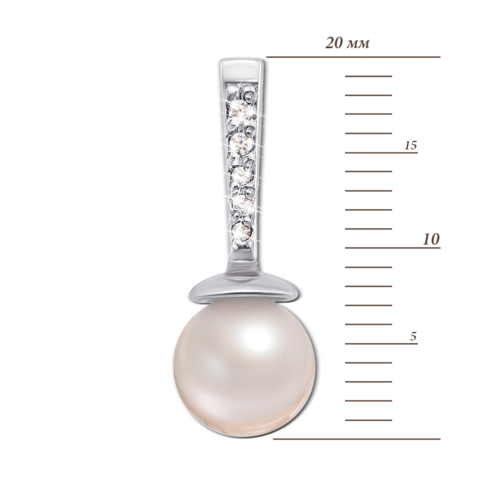 Золота підвіска з перлиною і фіанітами. Артикул 3707/б