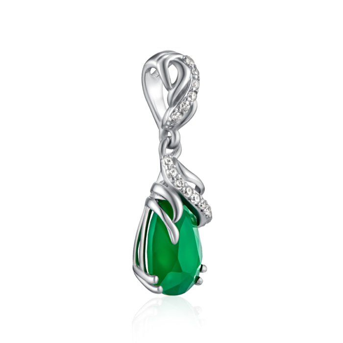 Серебряная подвеска с агатом и фианитами. Артикул 3711р-GAG