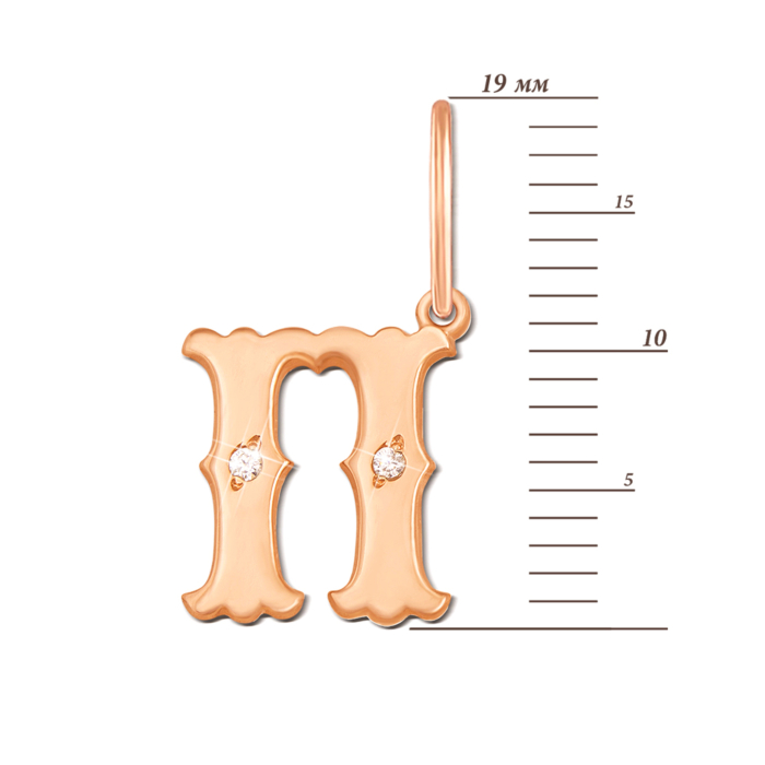 Золота підвіска «Літера П». Артикул 3725/п
