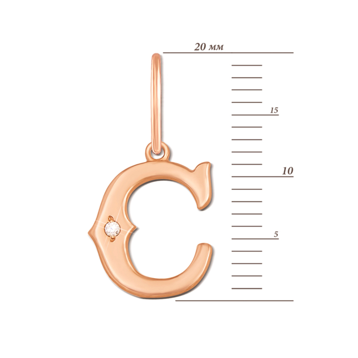 Золота підвіска «Літера С». Артикул 3725/с