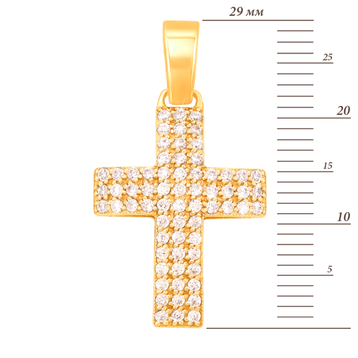 Золотой крестик с фианитами. Артикул 3728/eu