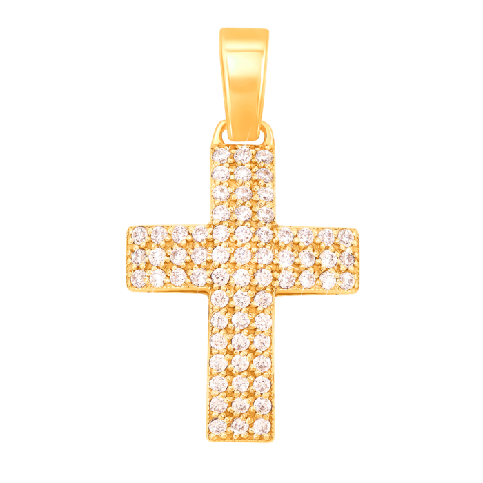 Золотой крестик с фианитами. Артикул 3728/eu