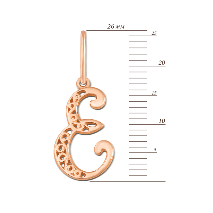 Золота підвіска «Літера Е». Артикул 3766/е