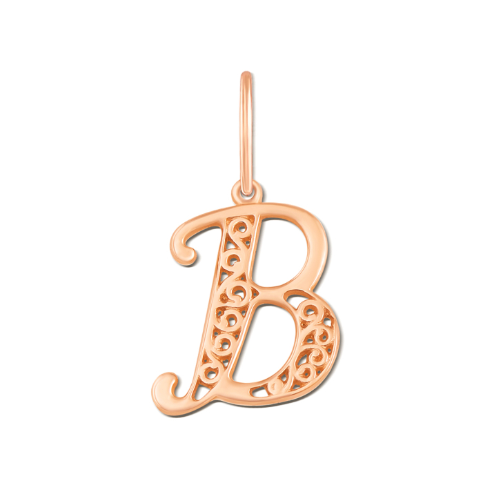 Золота підвіска "Літера В". Артикул 3766/в