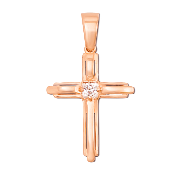 Золотой крестик с фианитом. Артикул 3773