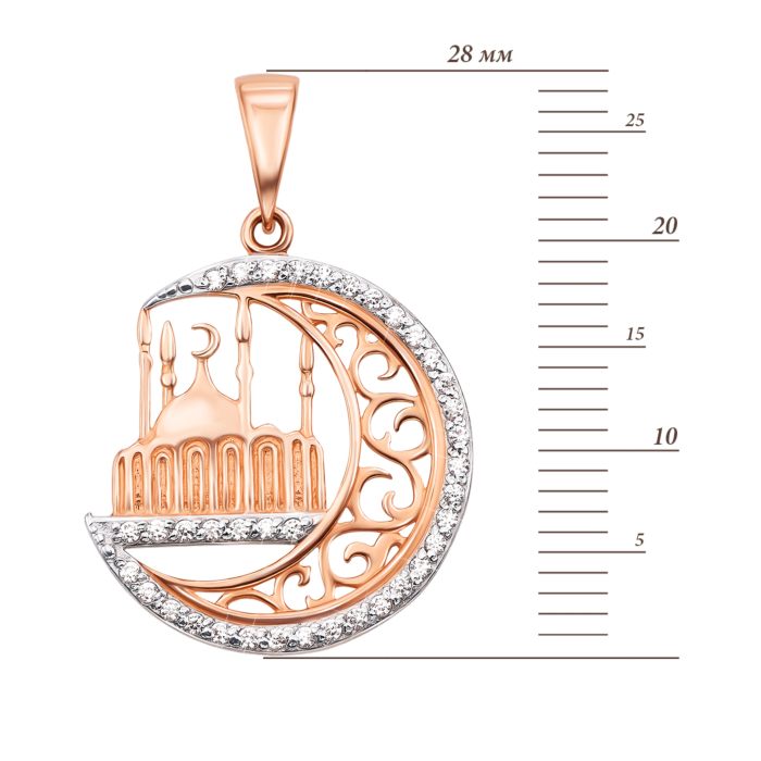 Золота підвіска «Мечеть з півмісяцем». Артикул 3779