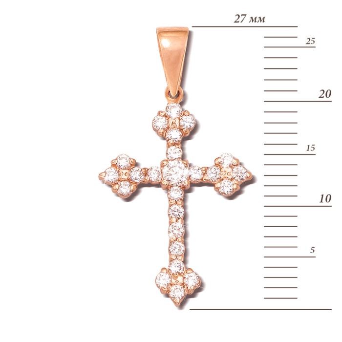 Золотий хрестик з фіанітами. Артикул 3792