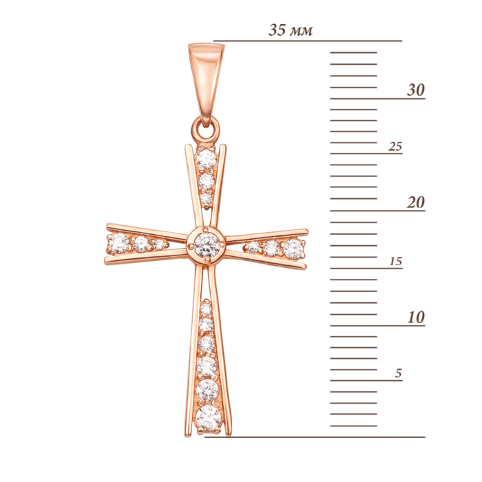 Золотий хрестик з фіанітами. Артикул 3797