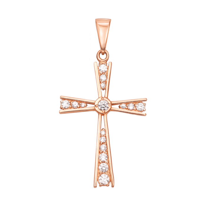 Золотий хрестик з фіанітами. Артикул 3797