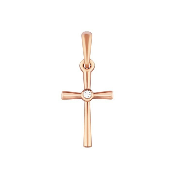 Золотой крестик с бриллиантом. Артикул UG538/0071/00/01/01