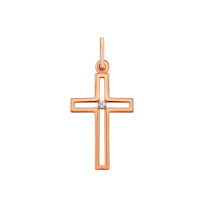 Золотой крестик с бриллиантом. Артикул UG538/0079/00/01/01