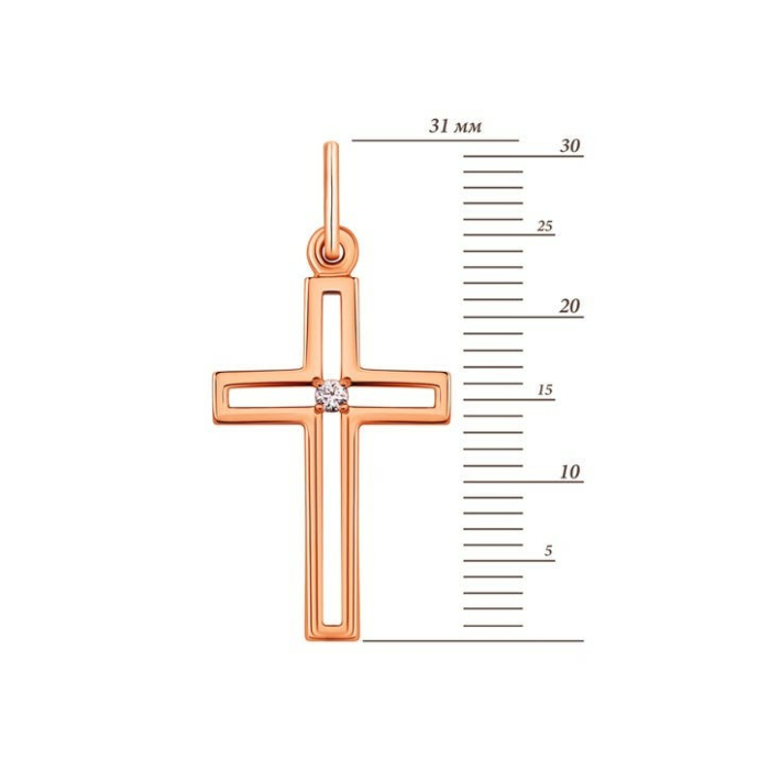Золотий хрестик з діамантом. Артикул UG538/0079/00/01/01