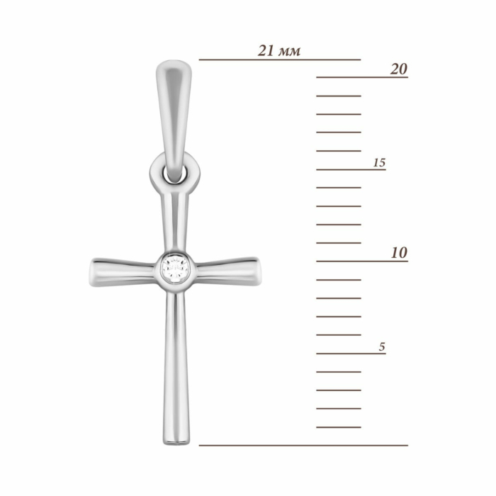 Золота підвіска Хрестик з діамантом. Артикул UG538/0071/02/01/02