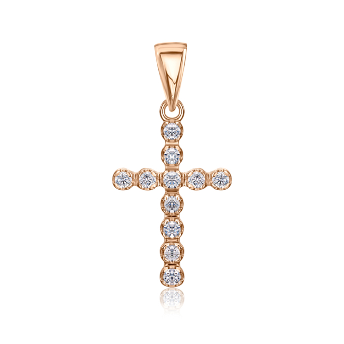 Золотий хрестик з фіанітами. Артикул 3801
